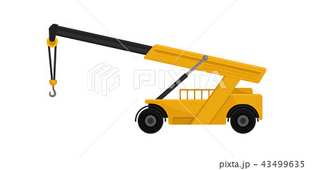 Yellow mobile hydraulic crane car, cargo transportation service vector Illustration on a white 43499635