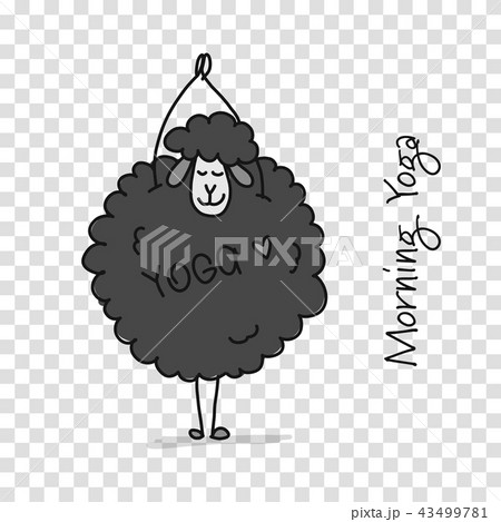 Funny sheep doing yoga, sketch for your design 43499781