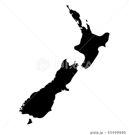 New Zealand - solid black silhouette map of country area. Simple flat vector illustration New Zealand - solid black silhouette map of country area. Simple flat vector illustration 43499990