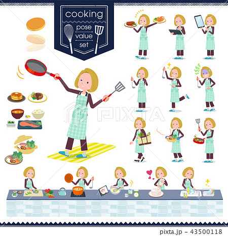 flat type blond hair business women_cooking flat type blond hair business women_cooking 43500118