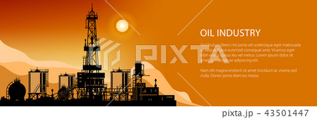 Silhouette Drilling Rigs Banner Silhouette Drilling Rigs Banner 43501447
