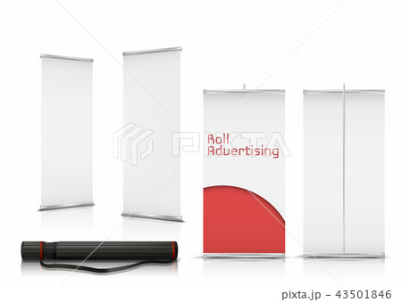 Vector blank roll-up banners, vertical stands 43501846