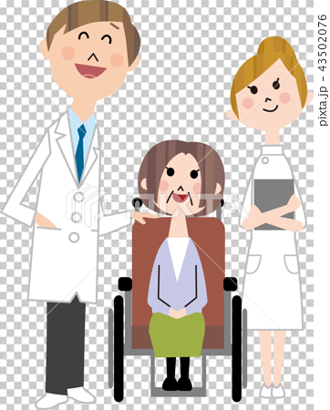 医者と看護婦と患者さんのイラスト素材