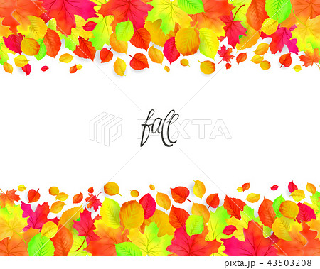 Seamless border pattern of falling autumn leaves. Vector 43503208