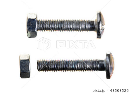 metal screw or bolt and nuts isolated on white background metal screw or bolt and nuts isolated on white background 43503526