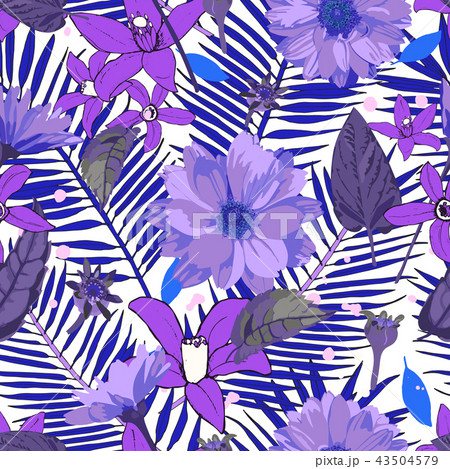 Seamless pattern with chrysanthemums flowers. Vector floral set Seamless pattern with chrysanthemums flowers. Vector floral set 43504579