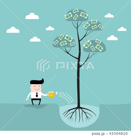 Businessman watering money tree Business success concept 43504620