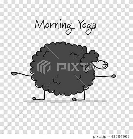 Funny sheep doing yoga, sketch for your design 43504905