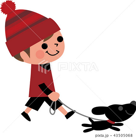 子どもと犬の散歩 43505068