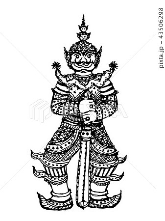 Thai giant yak traditional vector hand drawing Thai giant yak traditional vector hand drawing 43506298