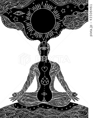 7 chakra lotus yoga, vector doodle drawing sun 7 chakra lotus yoga, vector doodle drawing sun 43506461