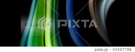 Fluid colors abstract background colorful poster, twisted liquid design on black, colorful marble or 43507706