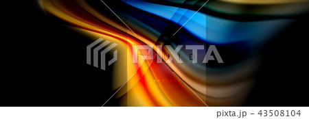 Rainbow fluid abstract shapes, liquid colors design, colorful marble or plastic wavy texture 43508104