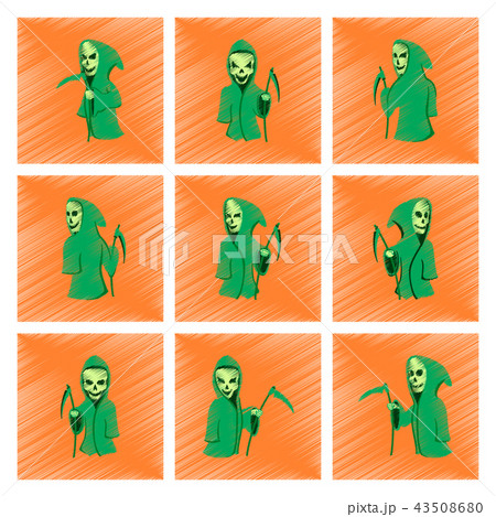 assembly flat shading style icon halloween death scythe 43508680