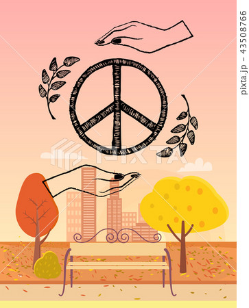 Hippie Logo Protected by Hands Vector Illustration Hippie Logo Protected by Hands Vector Illustration 43508766