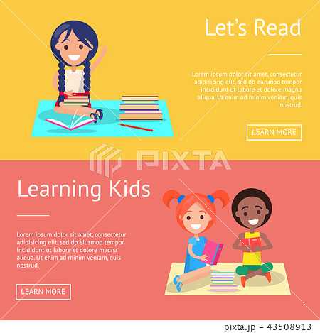 Let Read Learning Kids Banners with Schoolchildren Let Read Learning Kids Banners with Schoolchildren 43508913
