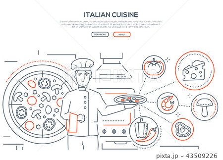 Italian cuisine - modern thin line design style banner 43509226