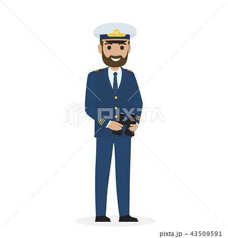 Bearded Captain in Blue Toggery with Binoculars Bearded Captain in Blue Toggery with Binoculars 43509591