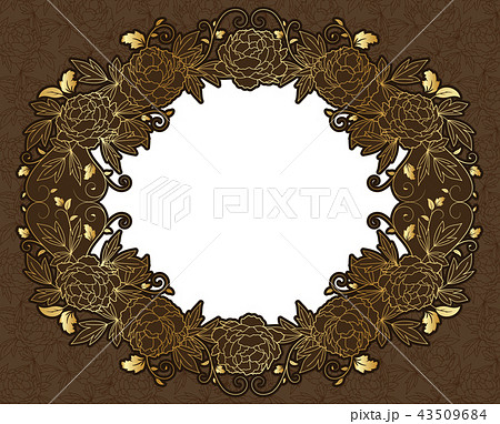 エレガントな牡丹のフレーム_ブラウン 43509684