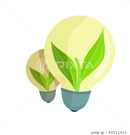 Bulb Lamp with Green Plant Inside Vector Logotype 43511411
