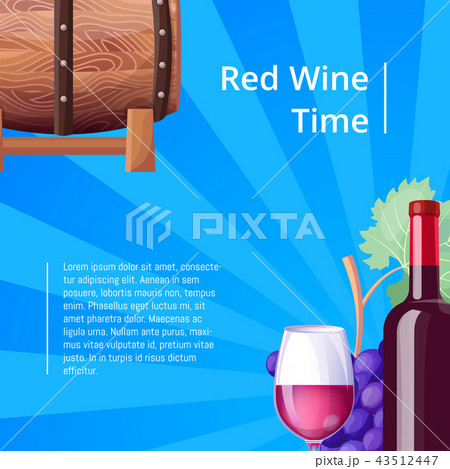 Red Wine Time Poster Stripes Vector Illustration 43512447