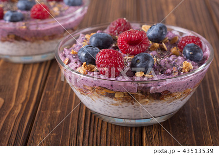 Chia yogurt with granola Chia yogurt with granola 43513539