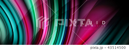 Wave fluid flowing colors motion effect, holographic abstract background. Vector illustration Wave fluid flowing colors motion effect, holographic abstract background. Vector illustration 43514500