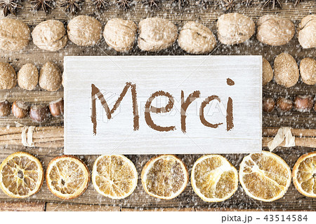 Food Flat Lay, Merci Means Thank You, Snowflakes 43514584