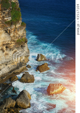Wave Hits Big Stone Uluwatu Cliff, Bali Indonesia 43517104