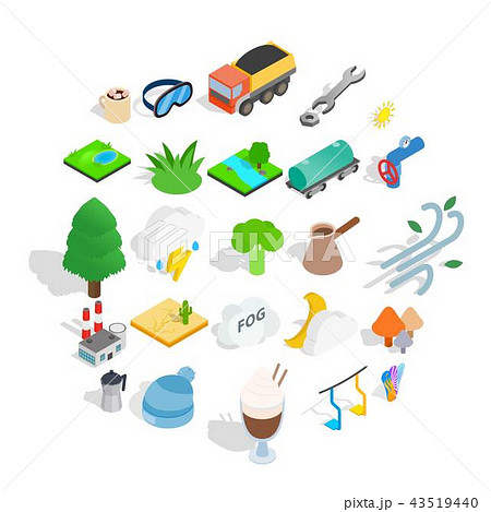 Winterly icons set, isometric style Winterly icons set, isometric style 43519440
