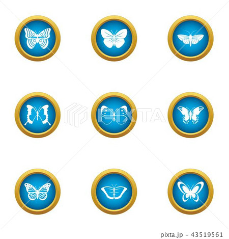 Butterfly search icons set, flat style 43519561
