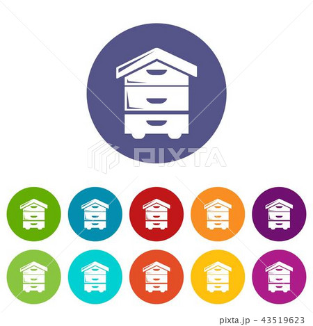 Wood beehive icons set vector color Wood beehive icons set vector color 43519623
