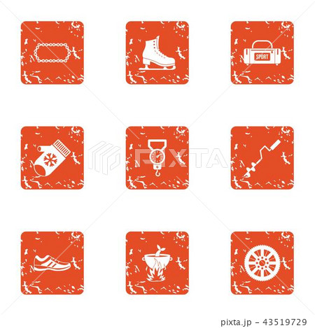 Sport fishing icons set, grunge style 43519729