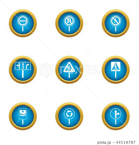 Driving sign icons set, flat style Driving sign icons set, flat style 43519787
