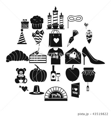 Romantic icons set, simple style 43519822