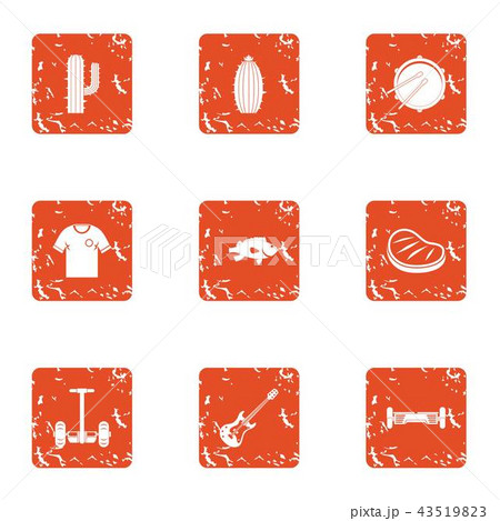 Seedling icons set, grunge style 43519823