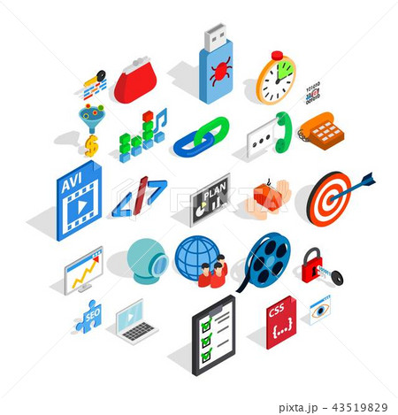 Optimization icons set, isometric style 43519829