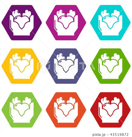 Hand heart icons set 9 vector Hand heart icons set 9 vector 43519872