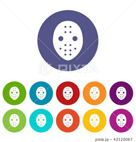 Hockey goalkeeper helmet icons set vector color 43520067