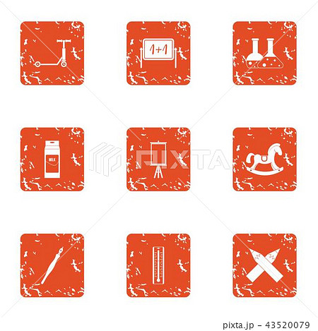 Evaluation icons set, grunge style 43520079
