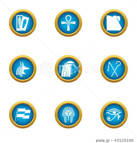 Egypt style icons set, flat style 43520100