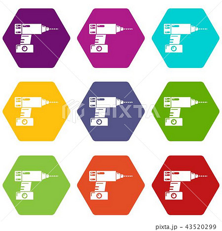 Drill icons set 9 vector Drill icons set 9 vector 43520299