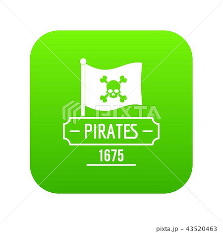 Pirate flag icon green vector Pirate flag icon green vector 43520463