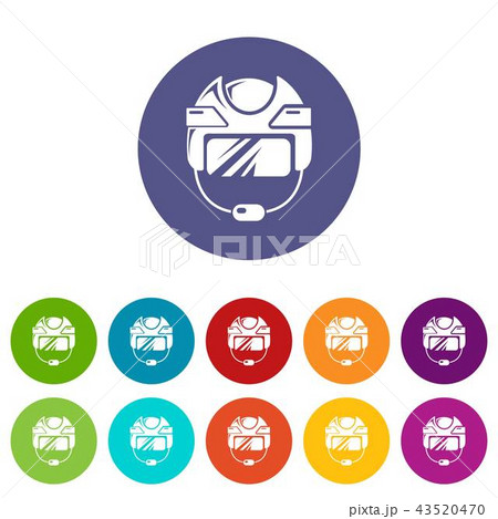 Hockey helmet icons set vector color Hockey helmet icons set vector color 43520470