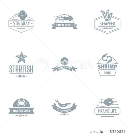 Shrimp logo set, simple style Shrimp logo set, simple style 43520821