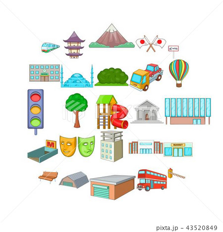 Metropolitan power icons set, cartoon style Metropolitan power icons set, cartoon style 43520849