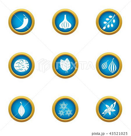 Veggie food icons set, flat style Veggie food icons set, flat style 43521025