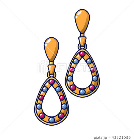 Gemstone earrings icon, cartoon style 43521039
