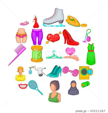 Women clothes icons set, cartoon style 43521167