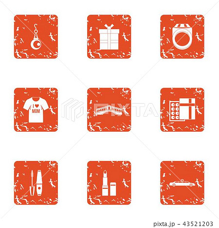 Care face icons set, grunge style Care face icons set, grunge style 43521203